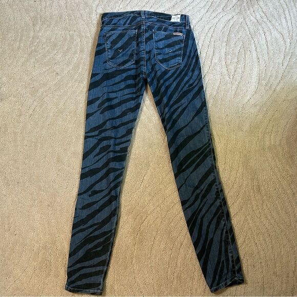 Hudson Midrise Nick Super Skinny Dark Wash Zebra Patterned Jeans - Picture 2 of 6
